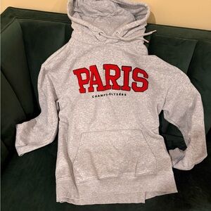 H&M Gray Hoodie with Red Paris Print
